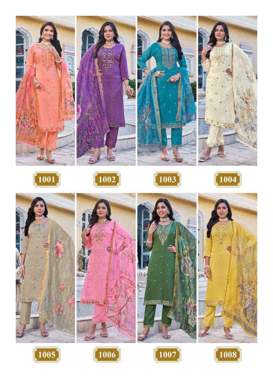 Taniksh Saffroni Vol-1 Silk Readymade Suit (8 pcs Catalogue)
