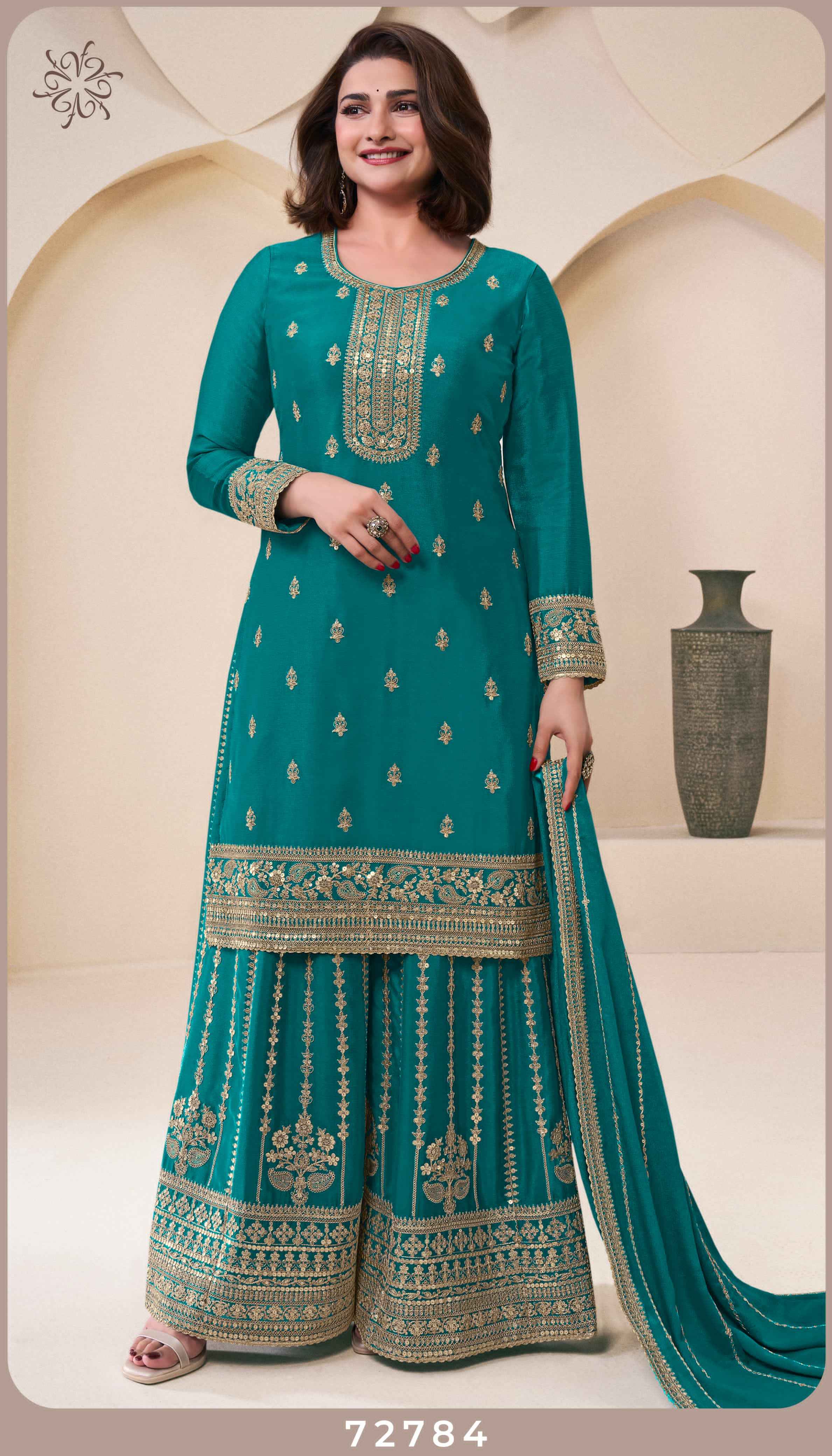 Vinay Fashion Kuleesh Sangeet Chinon Dress Material (4 pcs Catalogue)