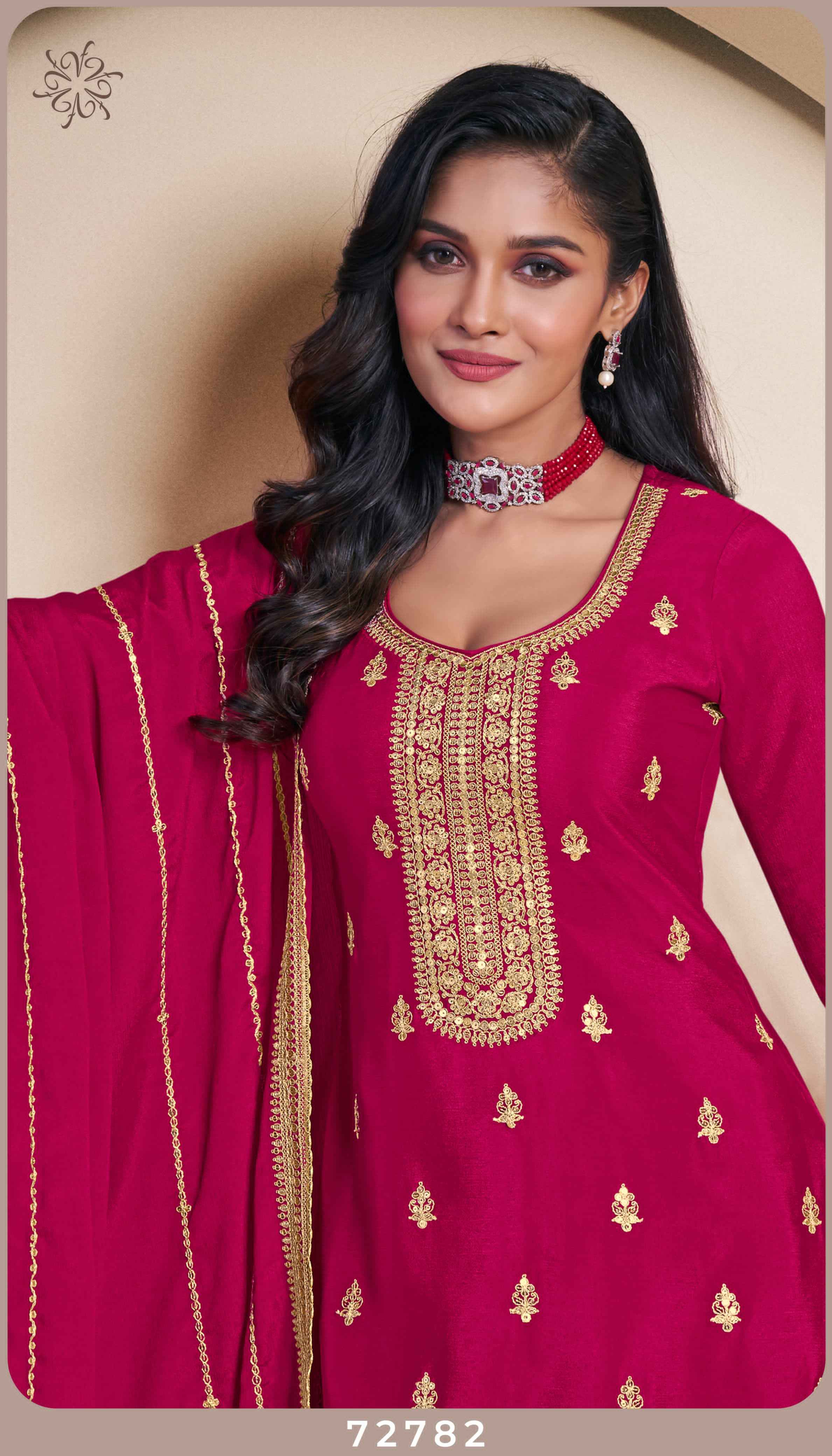 Vinay Fashion Kuleesh Sangeet Chinon Dress Material (4 pcs Catalogue)