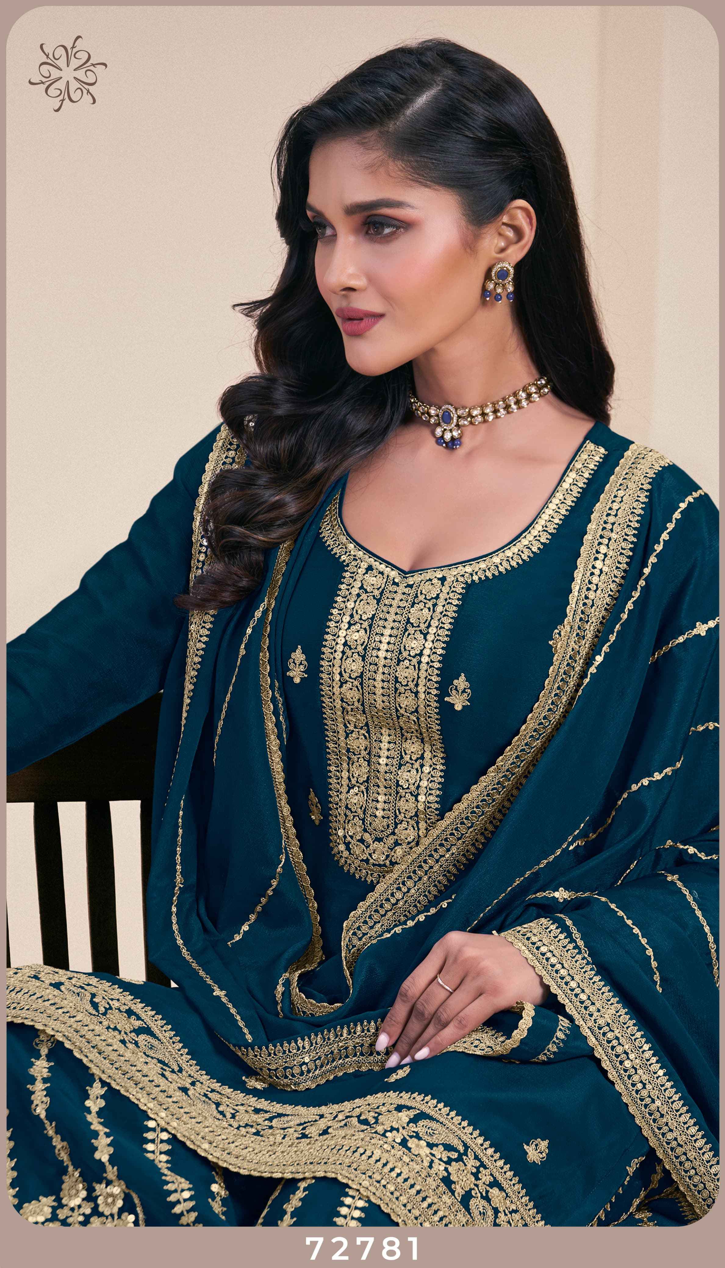 Vinay Fashion Kuleesh Sangeet Chinon Dress Material (4 pcs Catalogue)