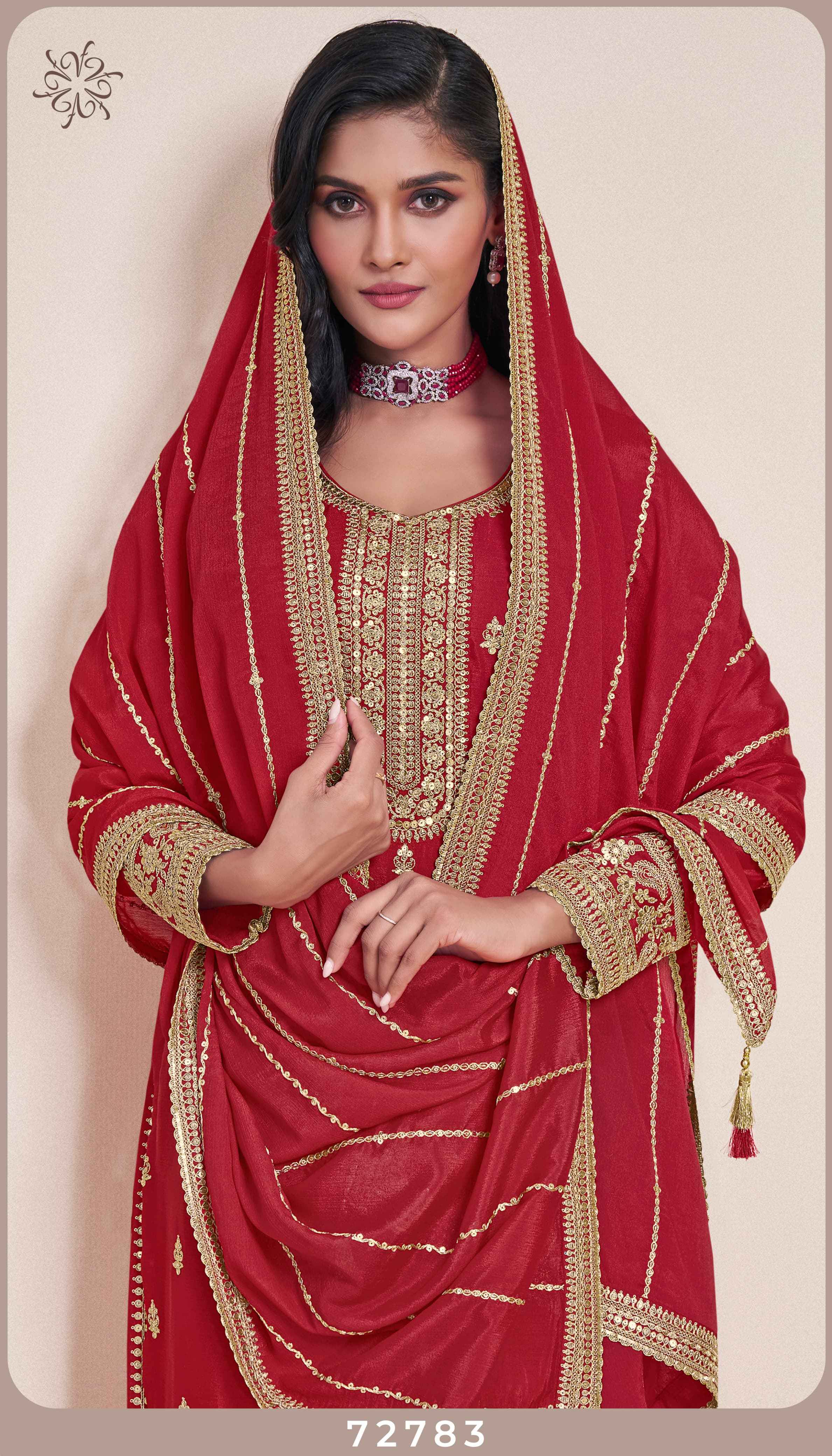 Vinay Fashion Kuleesh Sangeet Chinon Dress Material (4 pcs Catalogue)