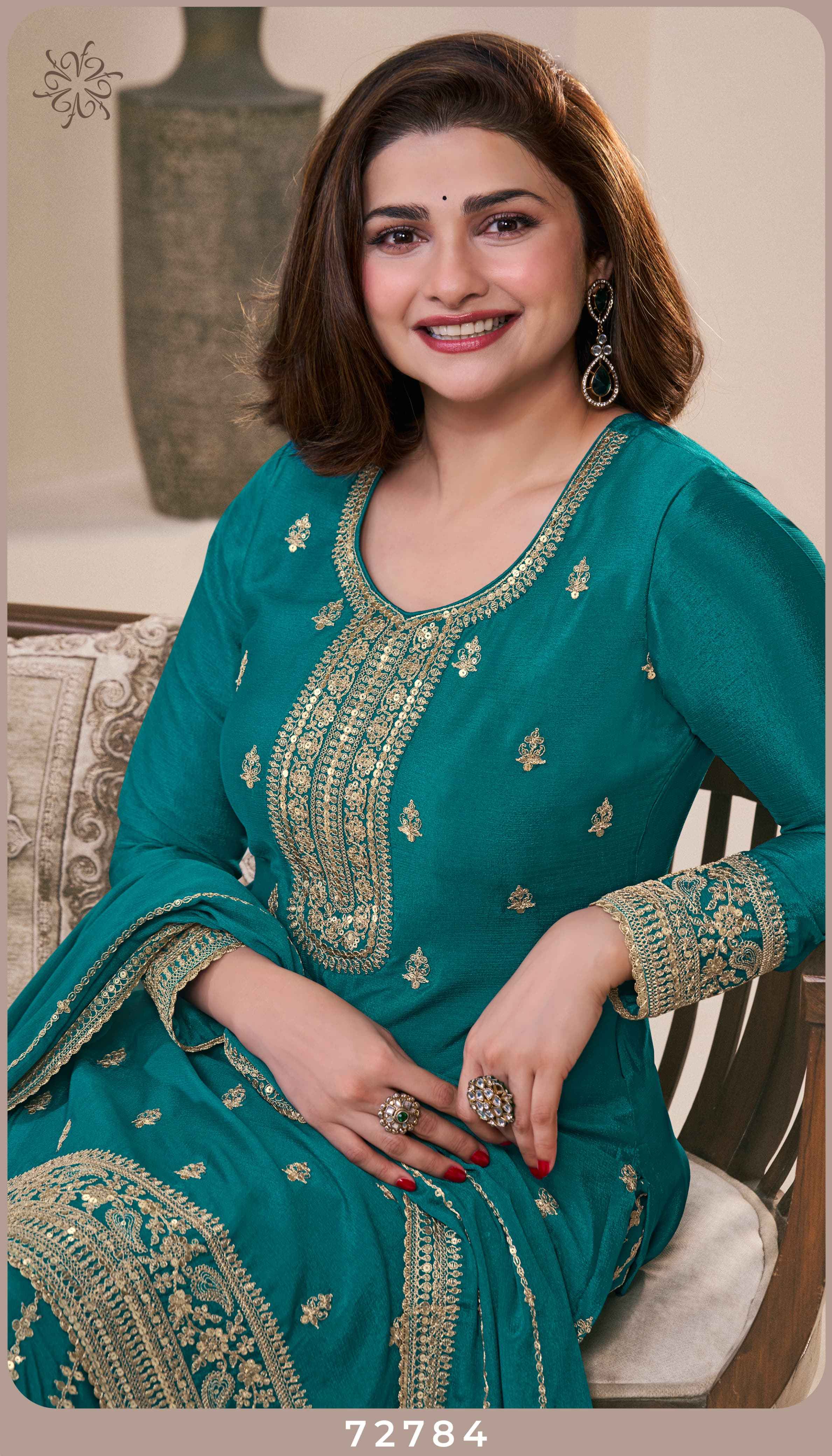 Vinay Fashion Kuleesh Sangeet Chinon Dress Material (4 pcs Catalogue)