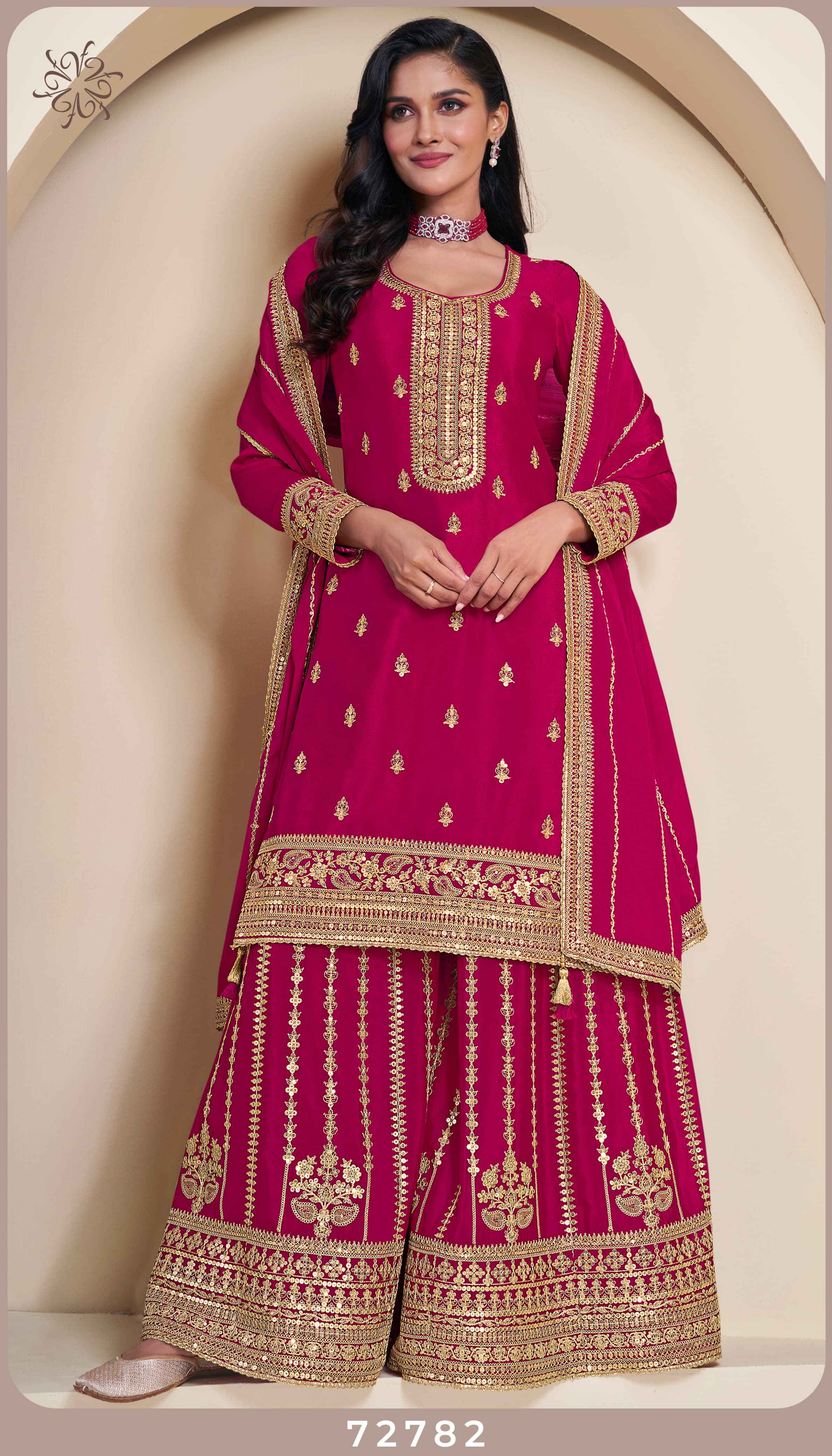 Vinay Fashion Kuleesh Sangeet Chinon Dress Material (4 pcs Catalogue)