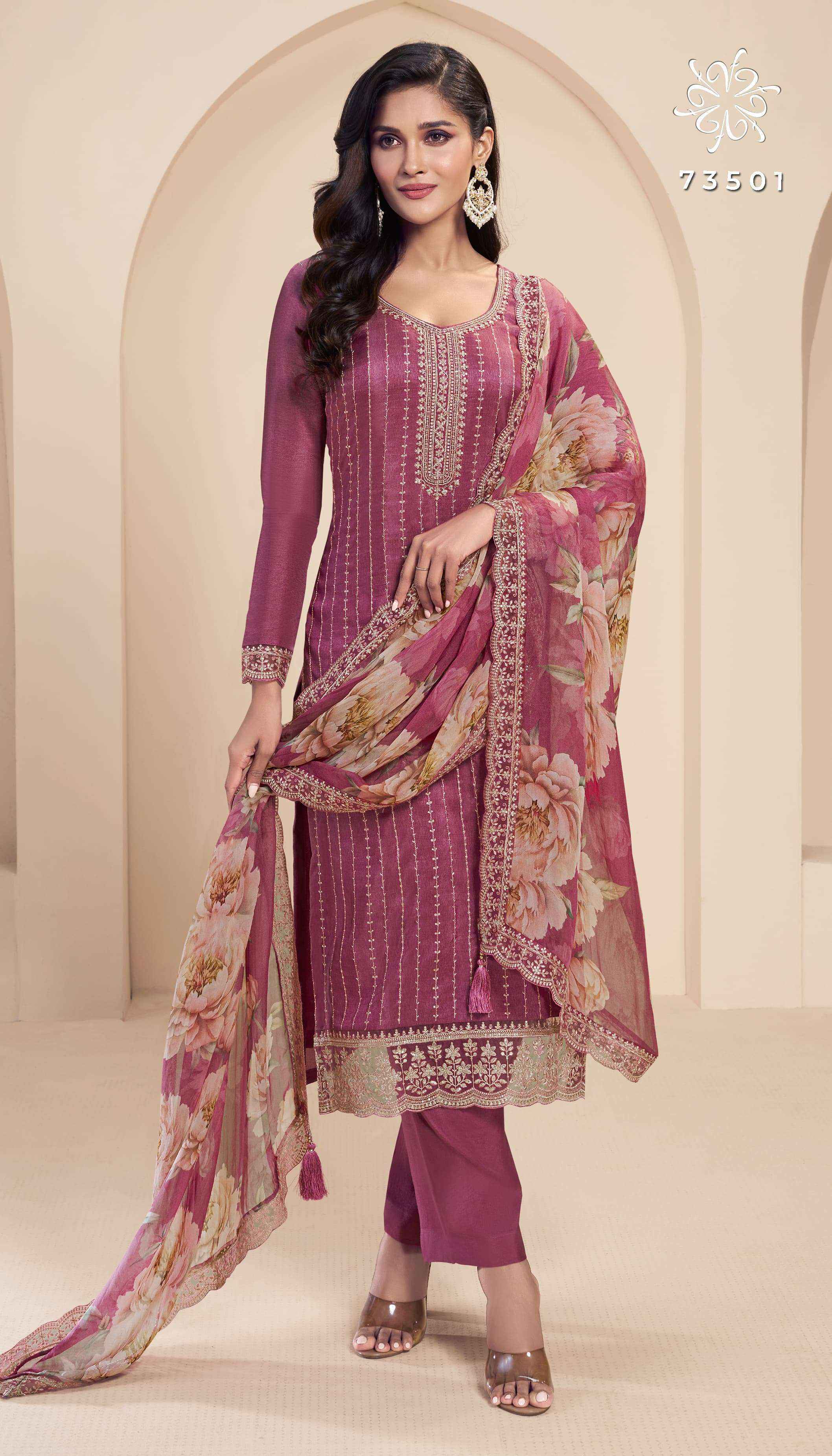 Vinay Fashion Kuleesh Saroj Vol-2 Organza Dress Material (4 pcs Catalogue)