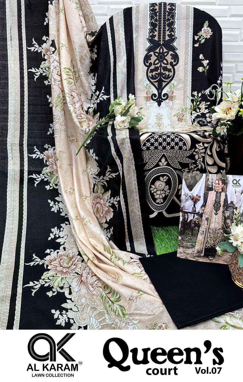 Al-Karam Queens Court Vol-7 Cambric Cotton Dress Material (6 pcs Catalogue)