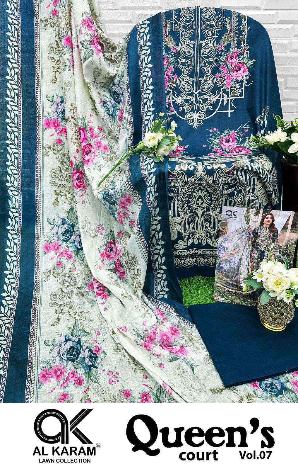 Al-Karam Queens Court Vol-7 Cambric Cotton Dress Material (6 pcs Catalogue)