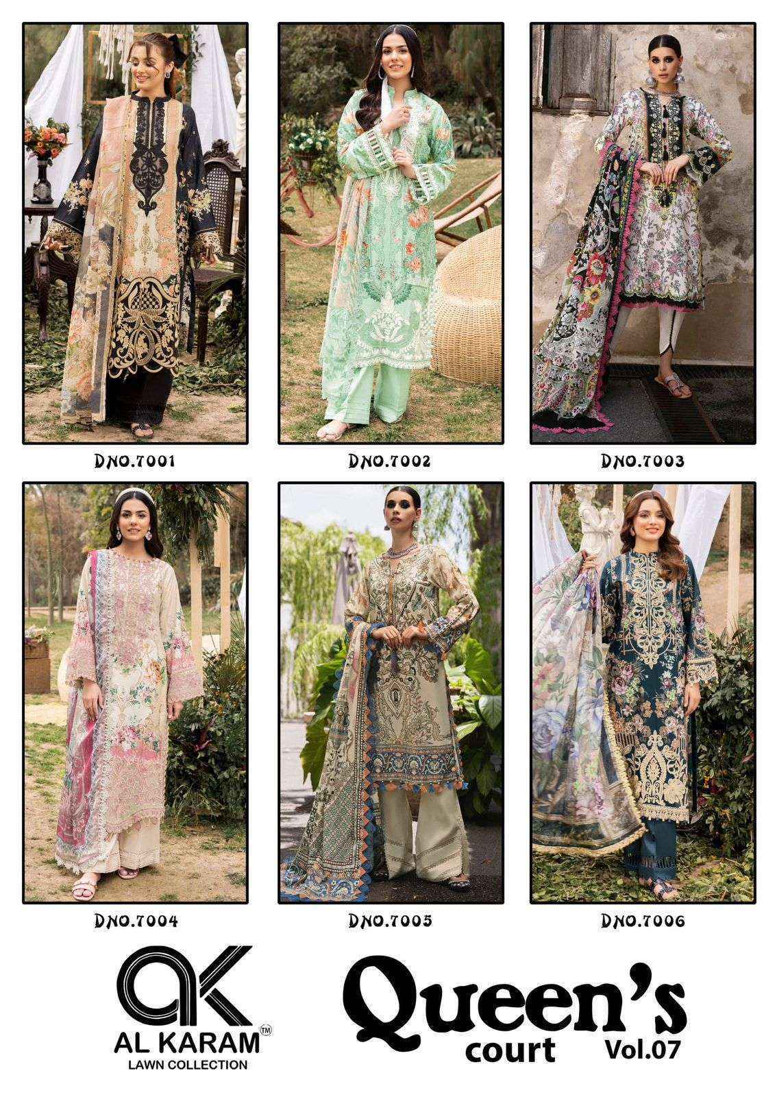 Al-Karam Queens Court Vol-7 Cambric Cotton Dress Material (6 pcs Catalogue)