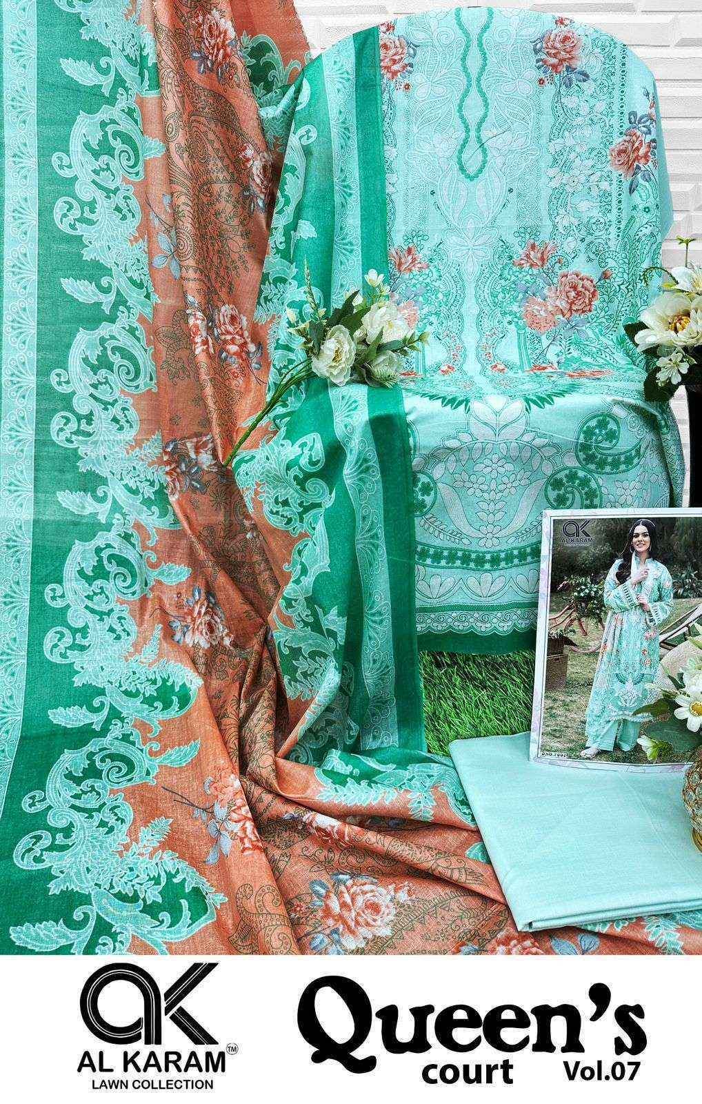 Al-Karam Queens Court Vol-7 Cambric Cotton Dress Material (6 pcs Catalogue)