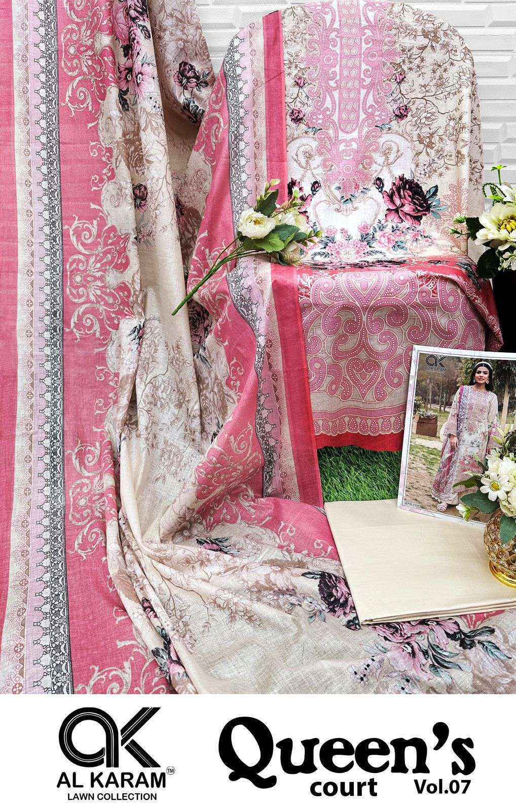 Al-Karam Queens Court Vol-7 Cambric Cotton Dress Material (6 pcs Catalogue)