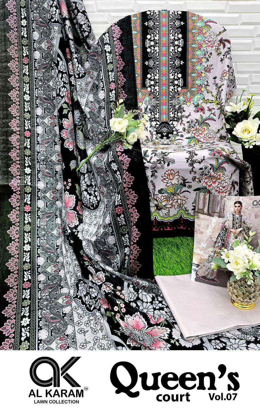 Al-Karam Queens Court Vol-7 Cambric Cotton Dress Material (6 pcs Catalogue)