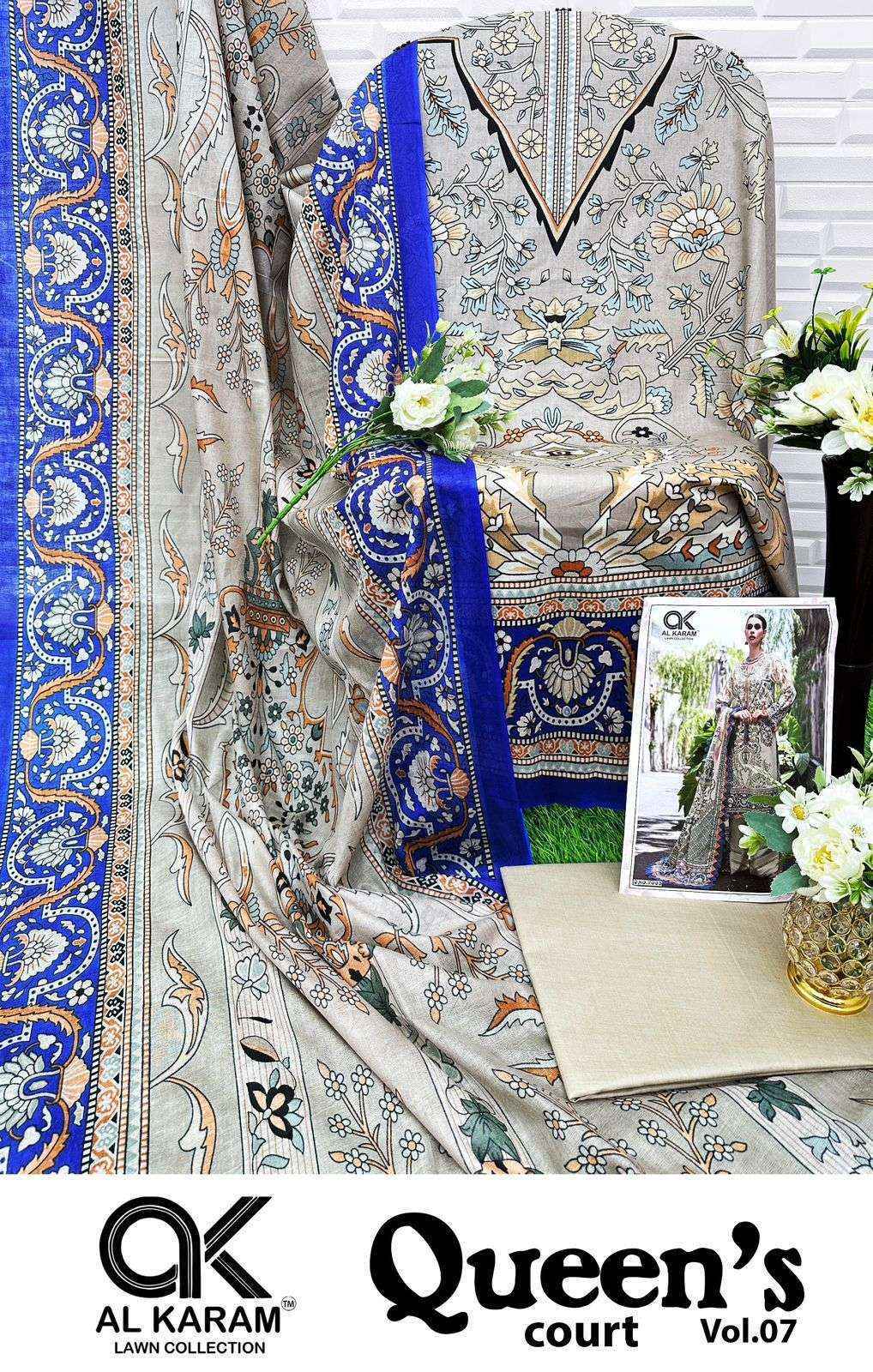 Al-Karam Queens Court Vol-7 Cambric Cotton Dress Material (6 pcs Catalogue)