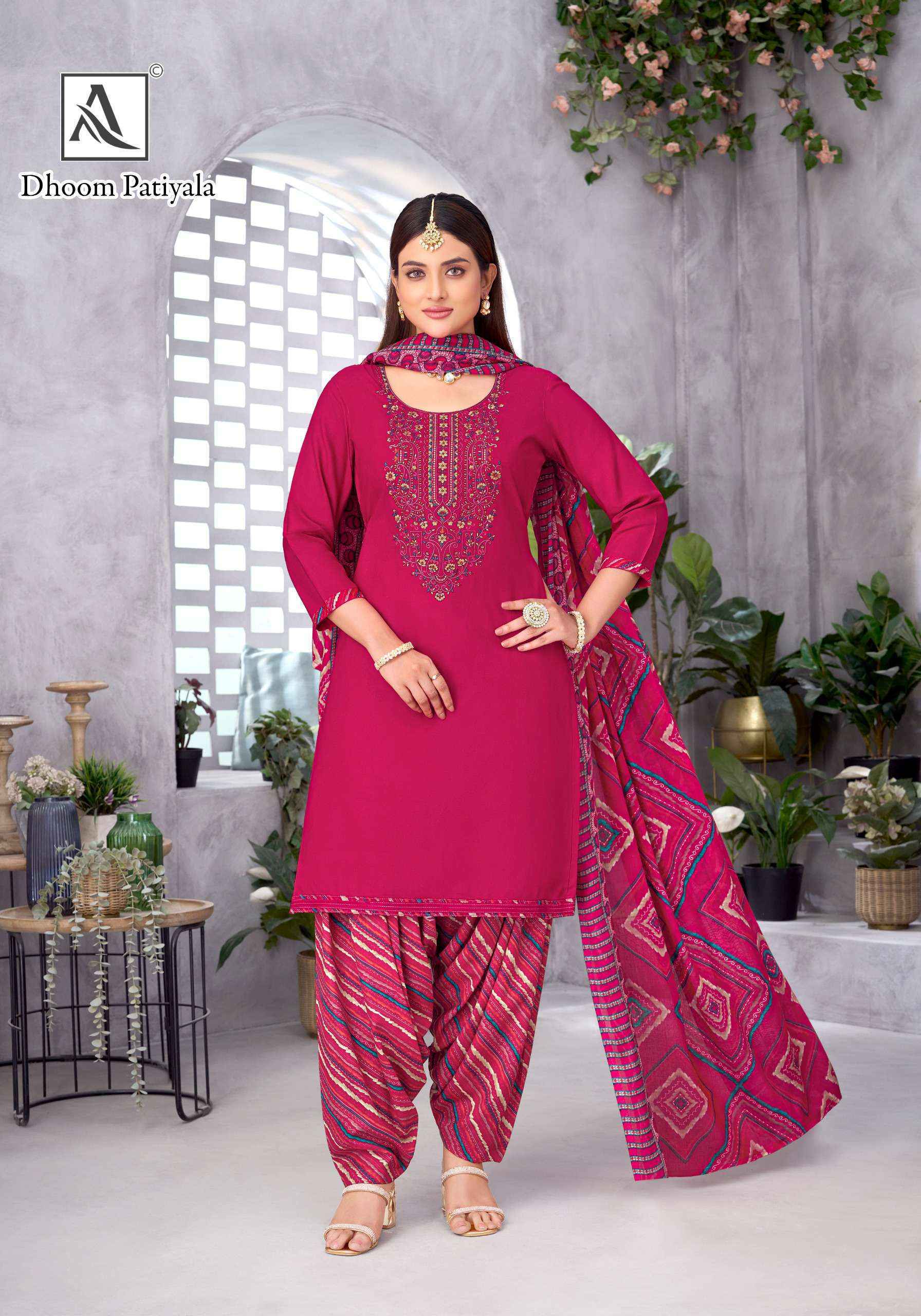 Alok Dhoom Patiyala Viscouse Rayon Dress Material (8 pcs Catalogue)
