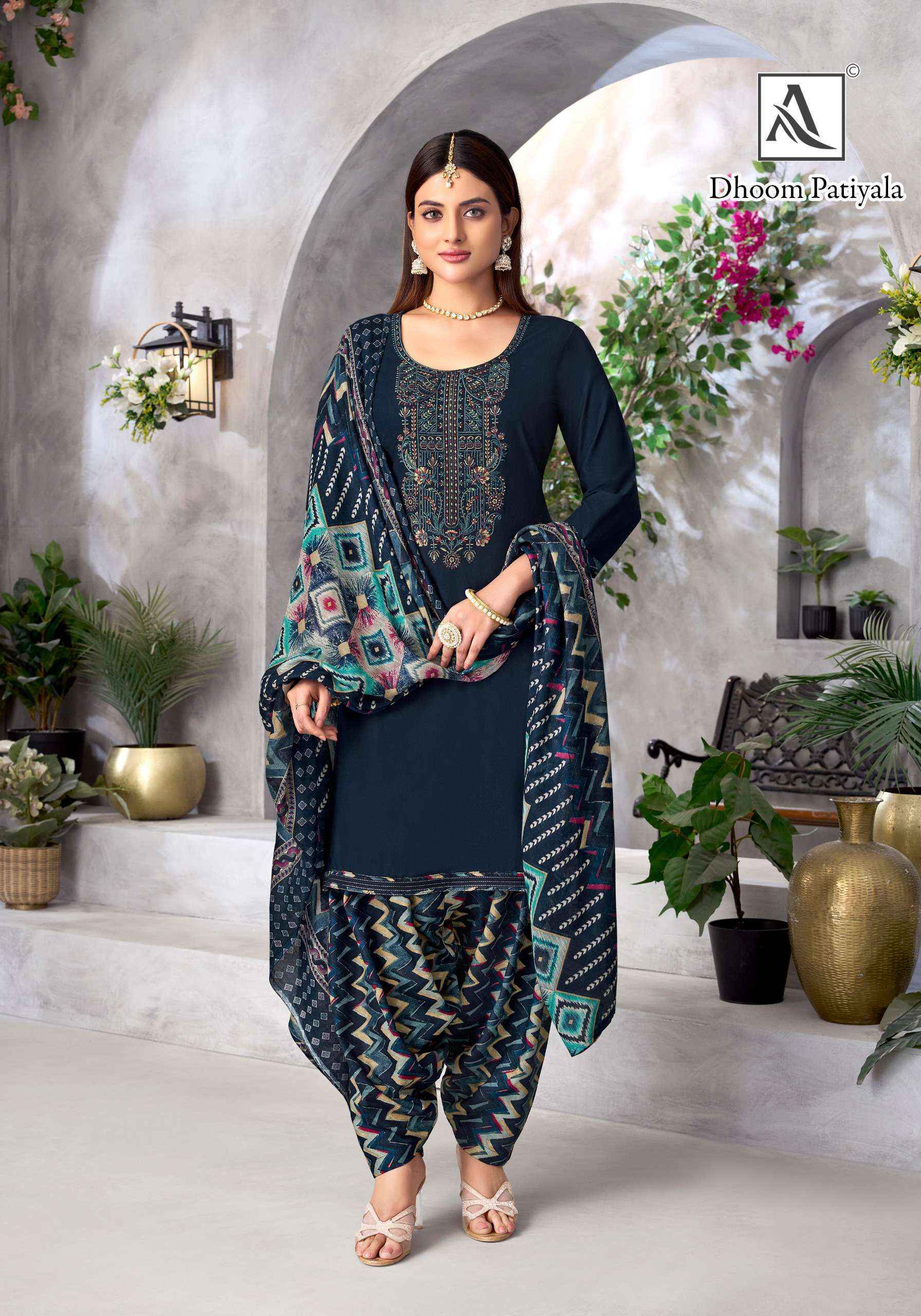 Alok Dhoom Patiyala Viscouse Rayon Dress Material (8 pcs Catalogue)