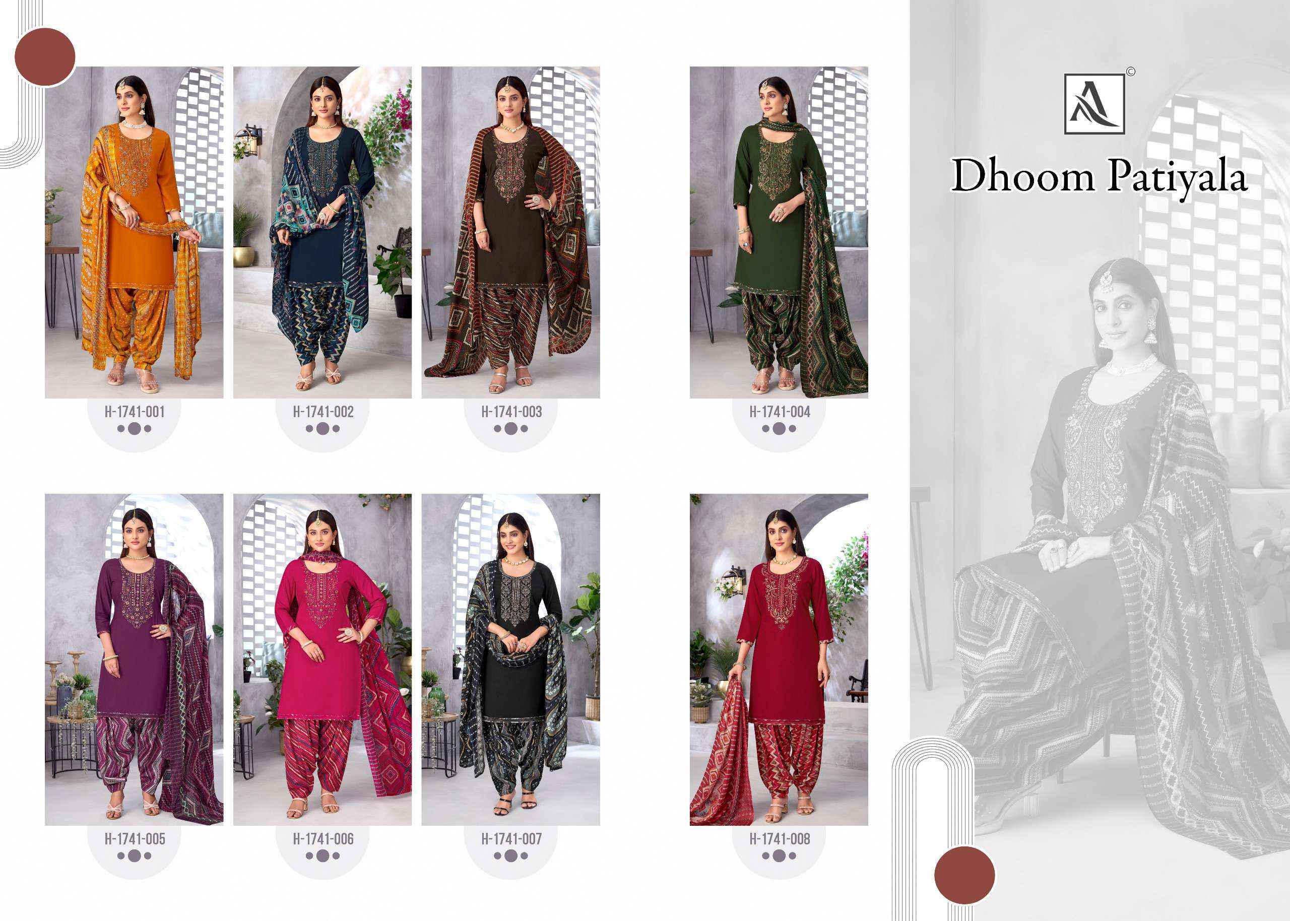 Alok Dhoom Patiyala Viscouse Rayon Dress Material (8 pcs Catalogue)