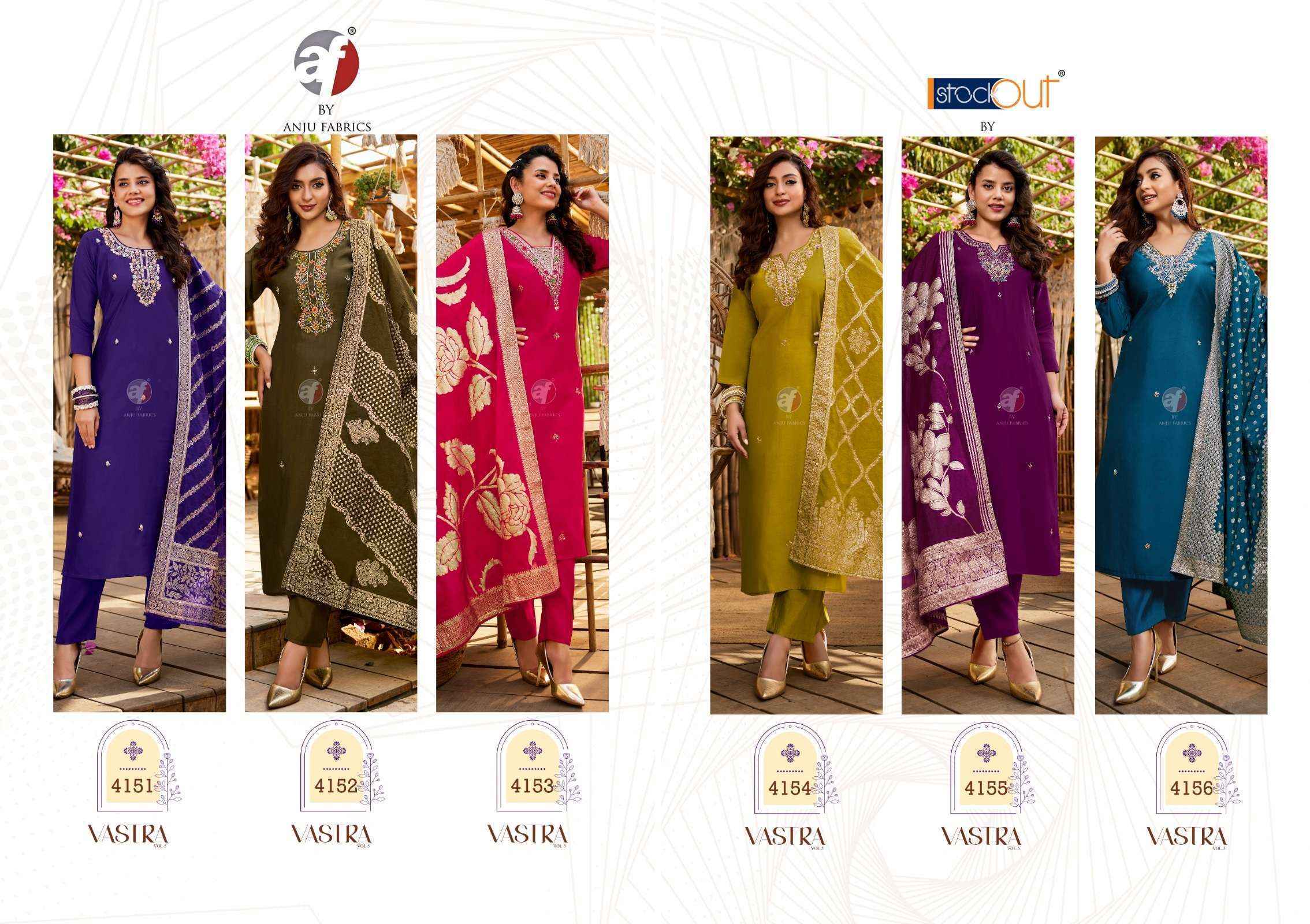 Anju Fabrics Vastra Vol-5 Readymade Silk Dress (6 pcs Catalogue)