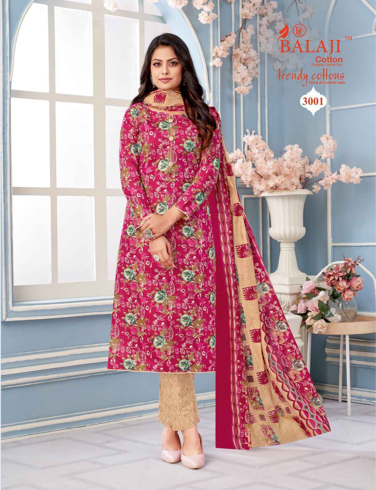 Balaji Trendy Cottons Vol -3 Cotton Dress Material (12 pcs Catalogue)