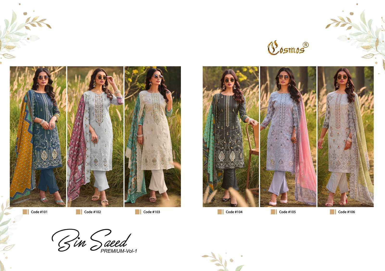 Cosmos Bin Saeed Premium Vol-1 Cotton Dress Material (6 pcs Catalogue)