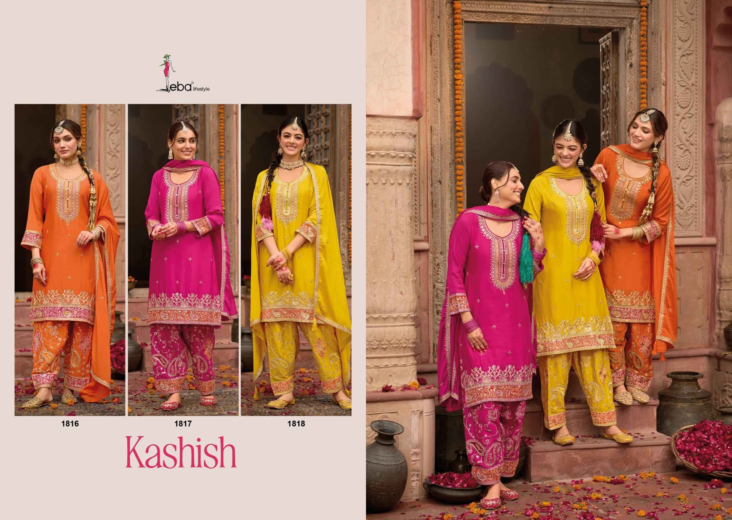 Eba Lifestyle Kashish Chinon Readymade Dress (3 pcs Catalogue)