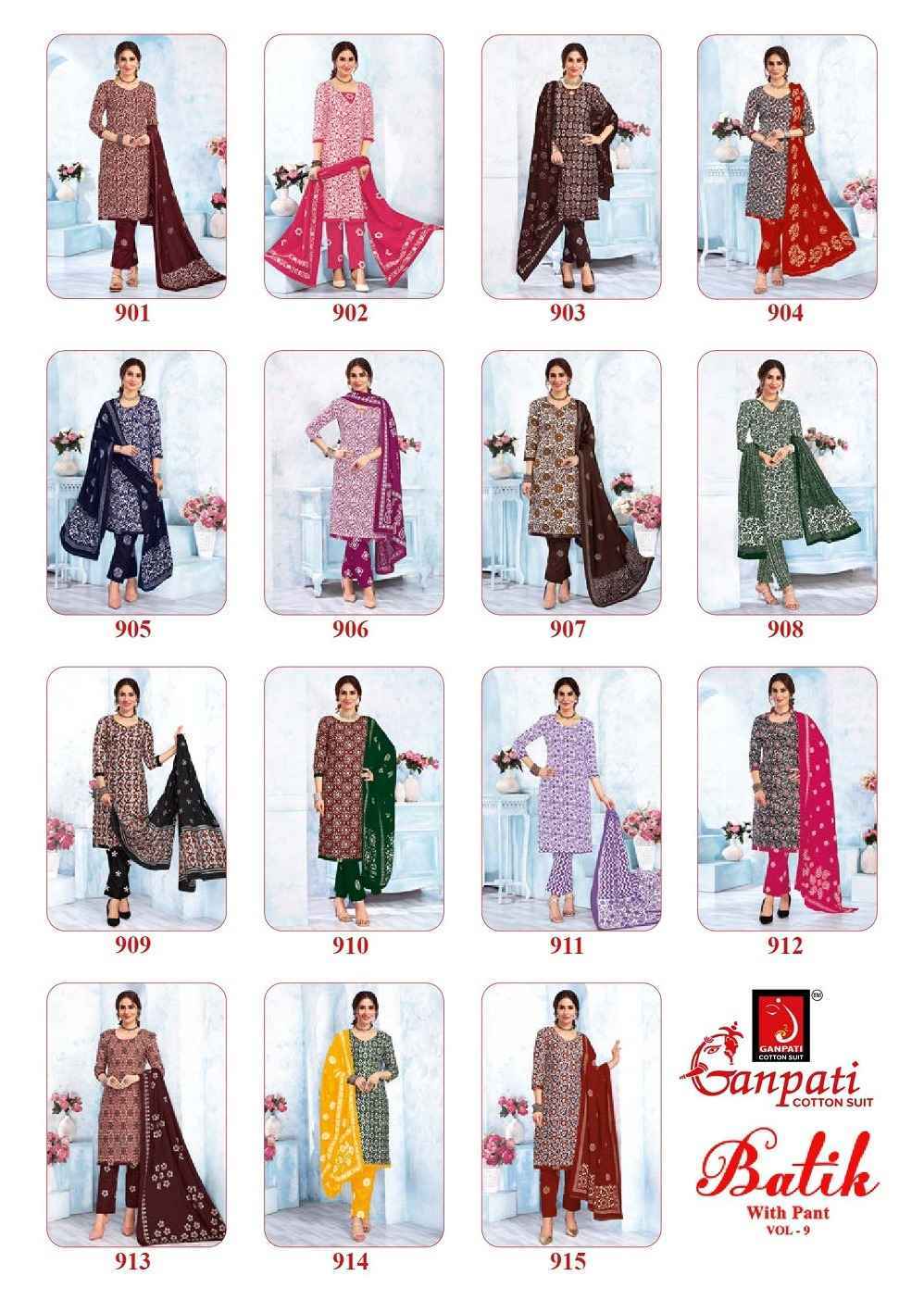 Ganpati Batik Vol-9 Readymade Cotton Dress(15 pcs Catalogue)