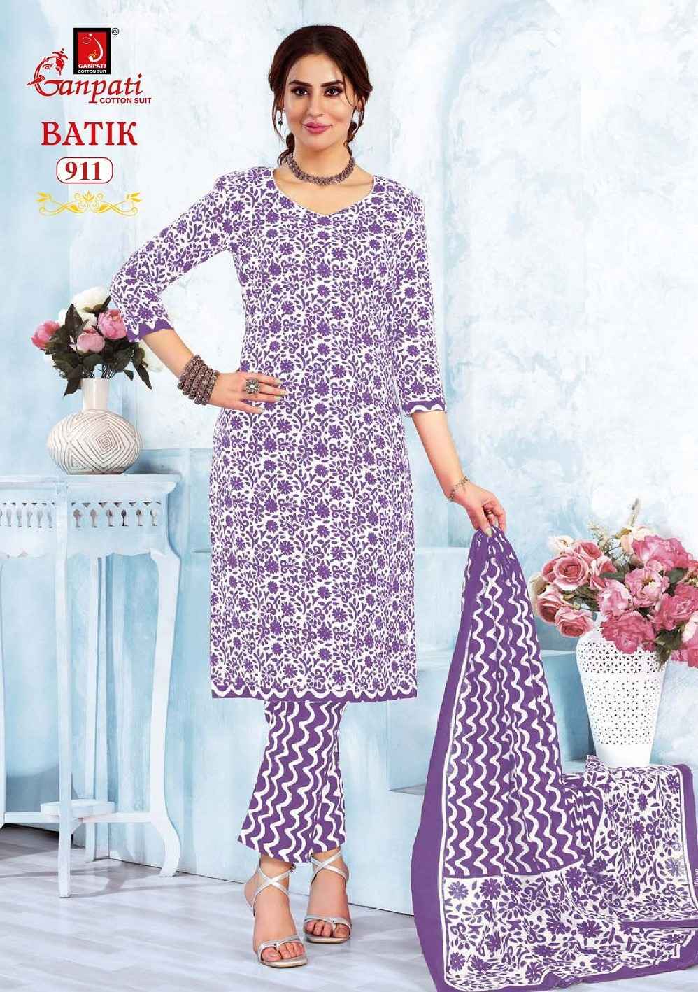 Ganpati Batik Vol-9 Readymade Cotton Dress(15 pcs Catalogue)