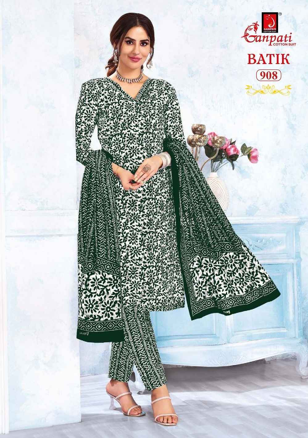 Ganpati Batik Vol-9 Readymade Cotton Dress(15 pcs Catalogue)