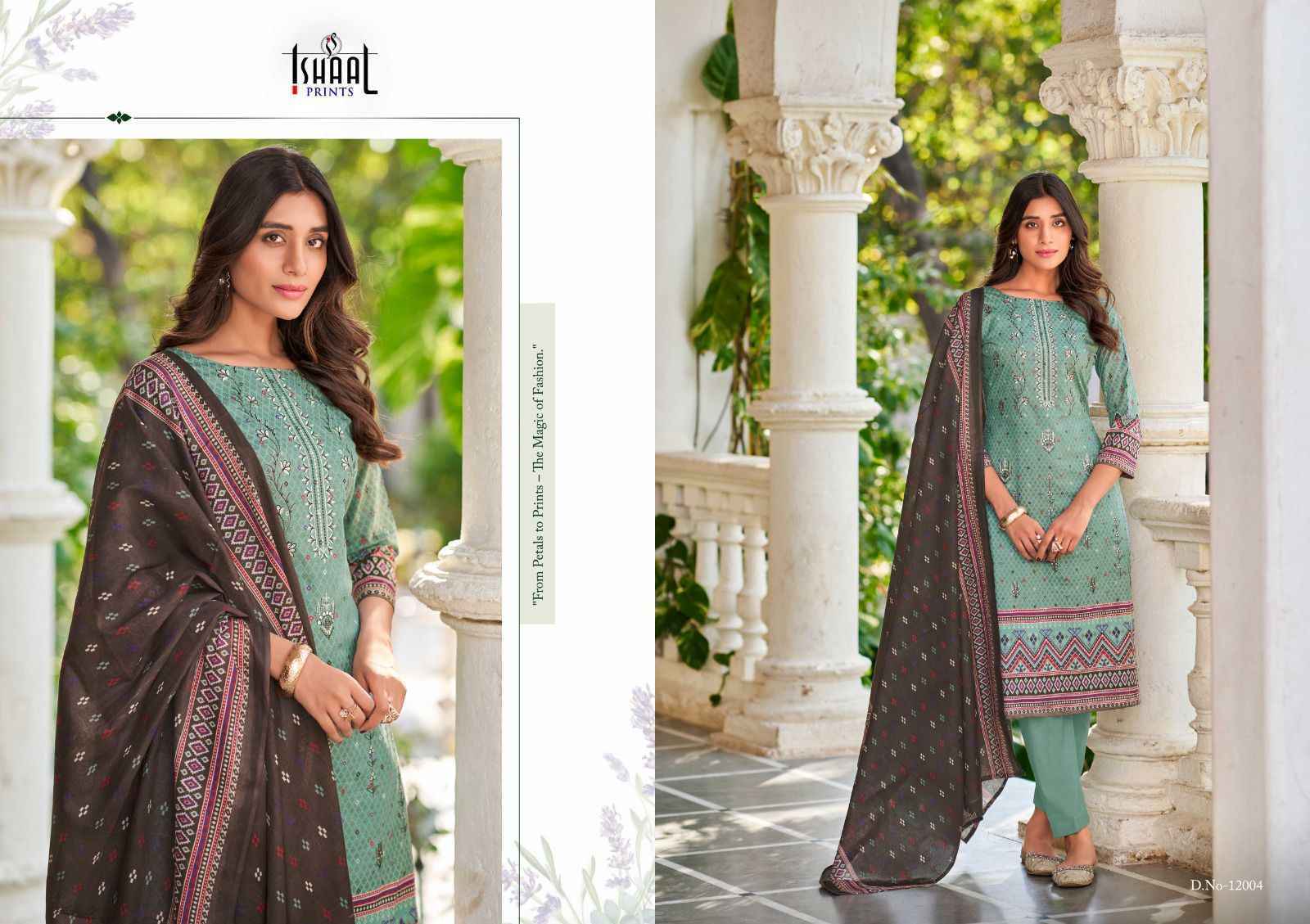 Ishaal Embroidered Vol-12 Lawn Cotton Dress Material (10 pcs Catalogue)