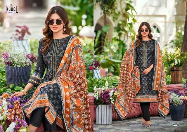 Ishaal Embroidered Vol-12 Lawn Cotton Dress Material (10 pcs Catalogue)