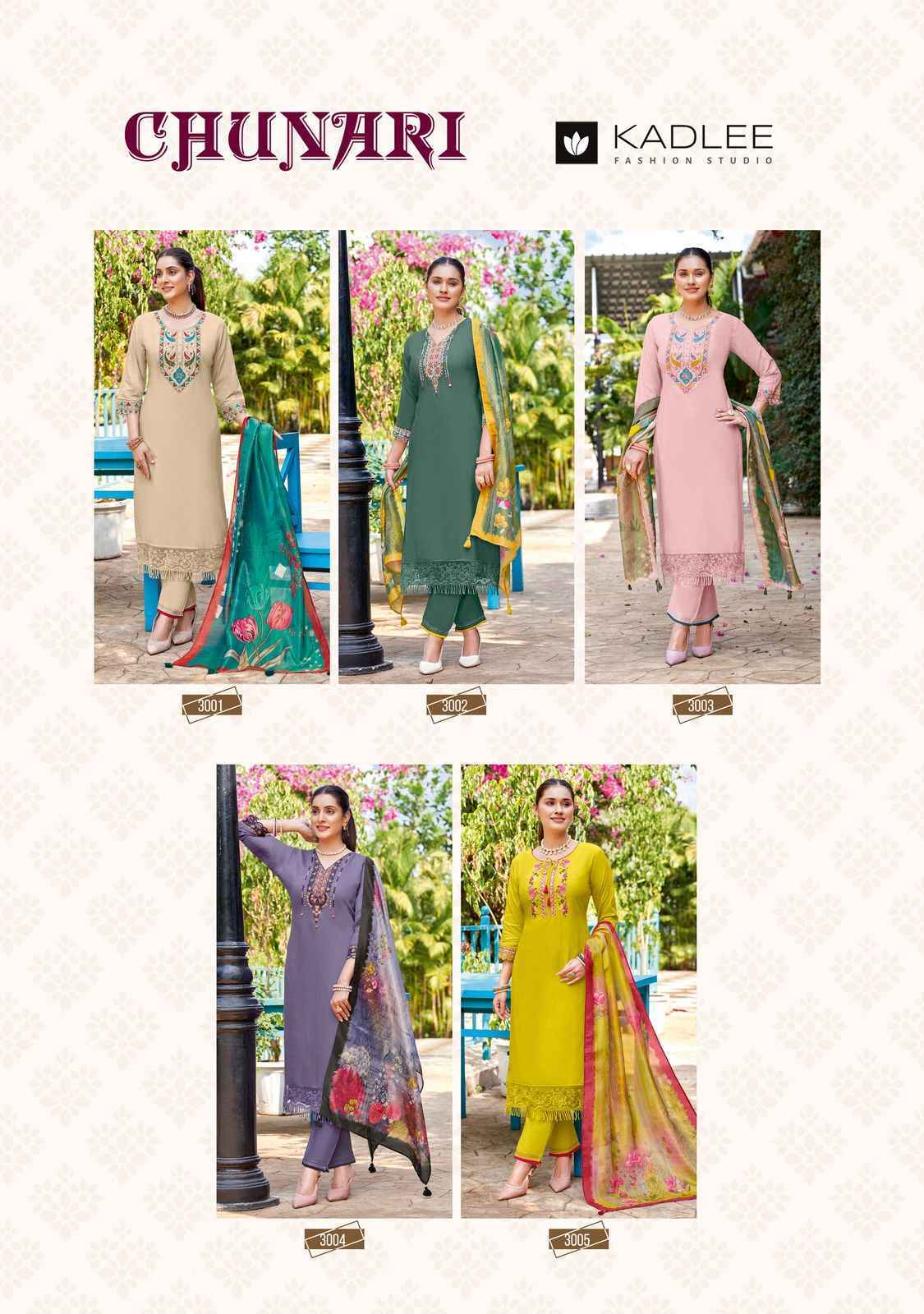 Kadlee Chunari Rayon Readymade Suit (5 pcs Catalogue)