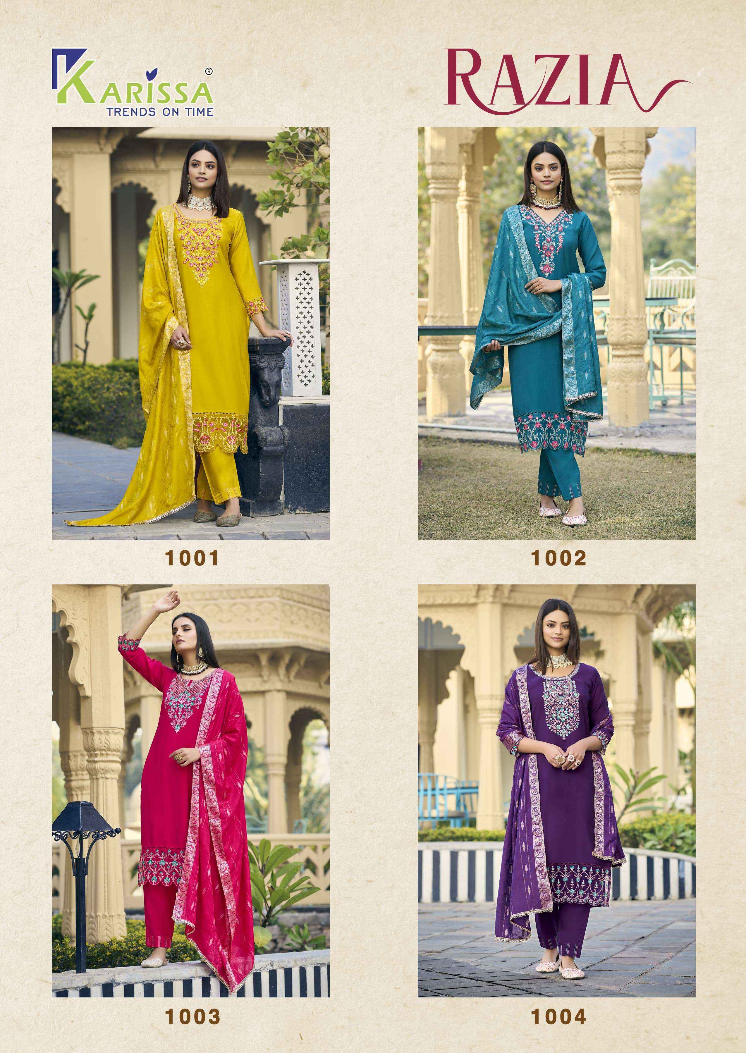 Karissa Razia Viscouse Silk Readymade Suit (4 pcs Catalogue)
