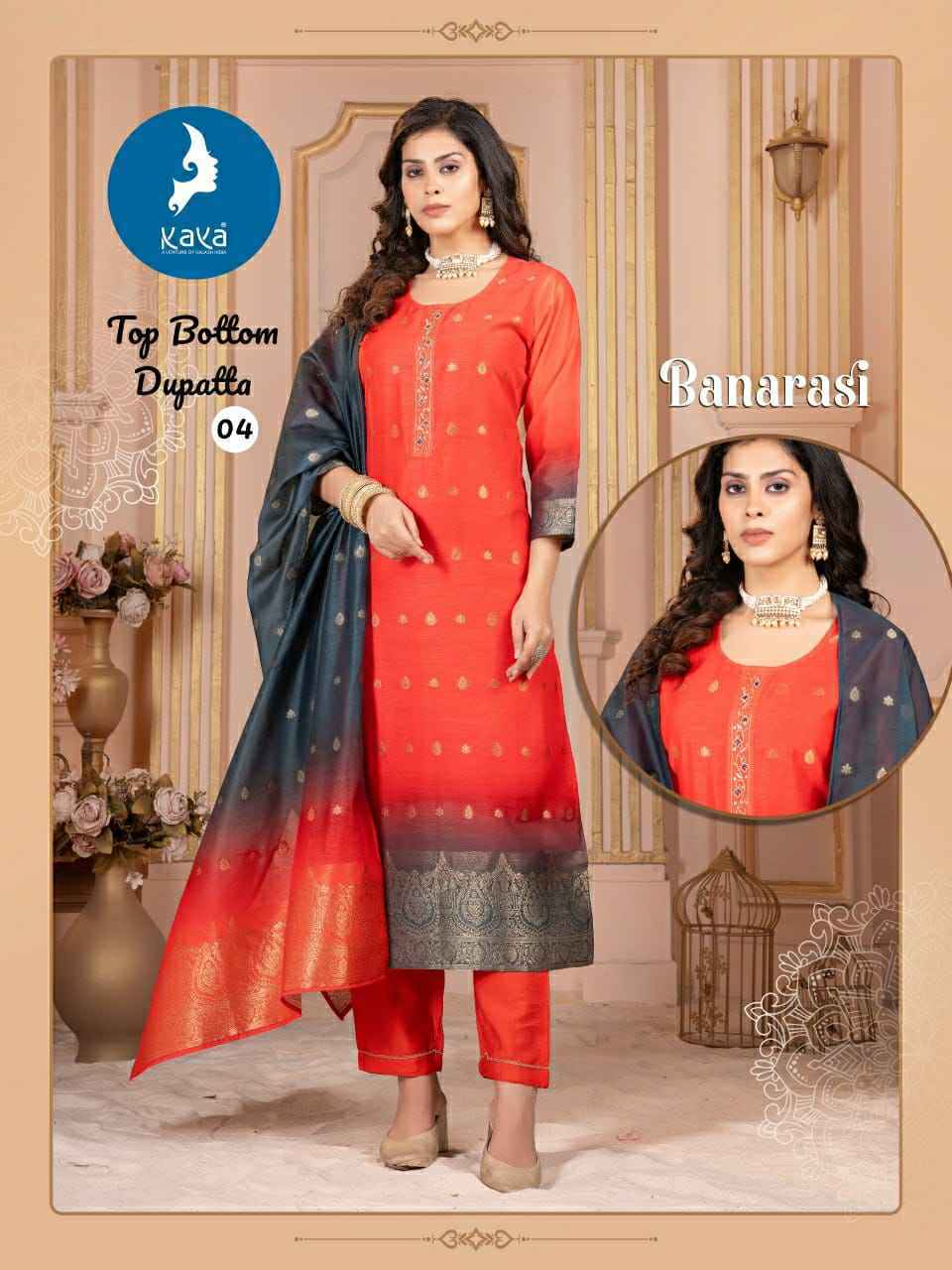Kaya Banarsi Chanderi Readymade Suit (6 pcs Catalogue)