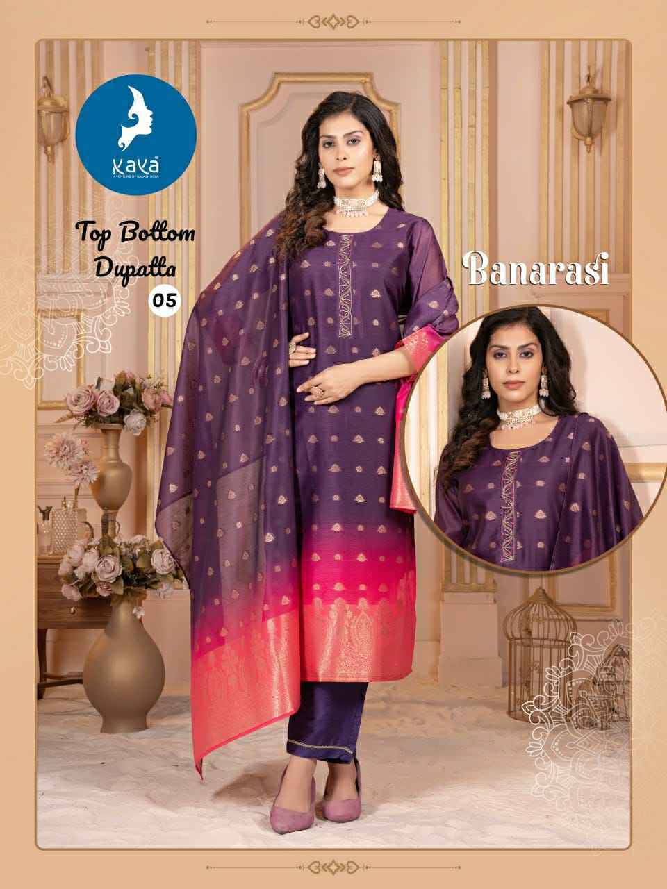 Kaya Banarsi Chanderi Readymade Suit (6 pcs Catalogue)