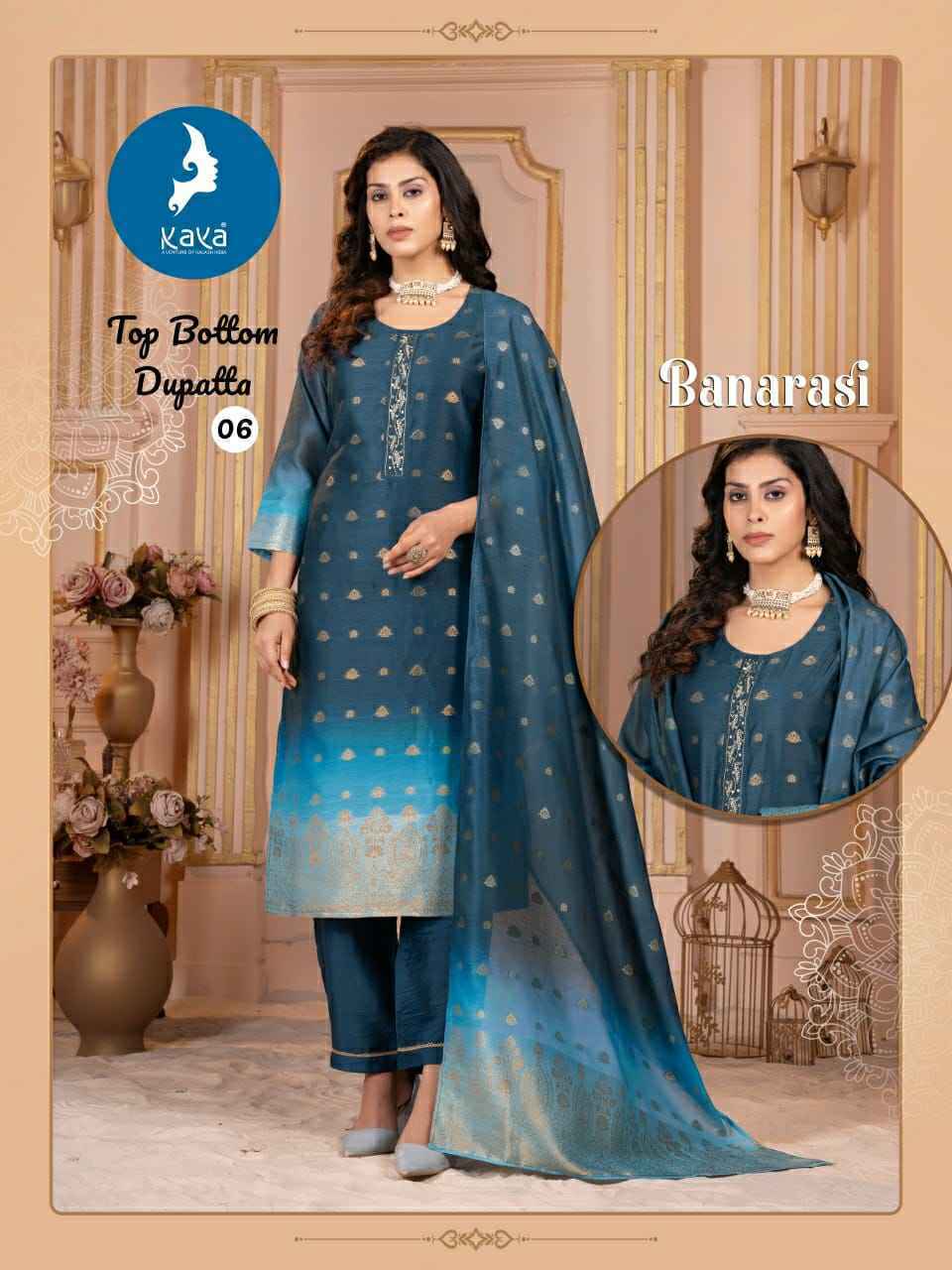 Kaya Banarsi Chanderi Readymade Suit (6 pcs Catalogue)