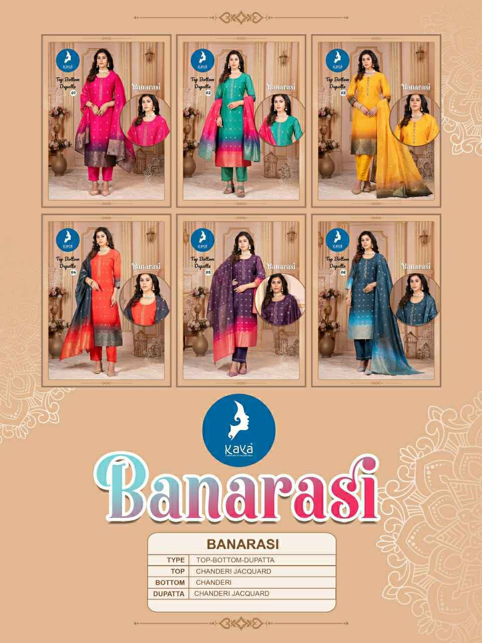 Kaya Banarsi Chanderi Readymade Suit (6 pcs Catalogue)