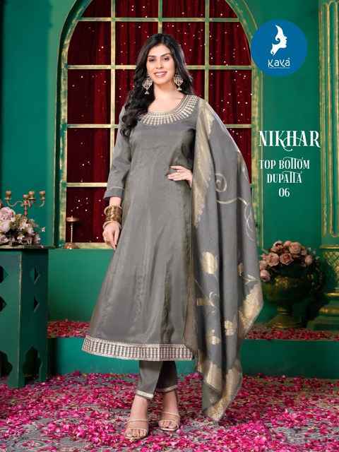 Kaya Nikhar Roman Shimmer Readymade Suit (6 pcs Catalogue