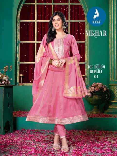 Kaya Nikhar Roman Shimmer Readymade Suit (6 pcs Catalogue
