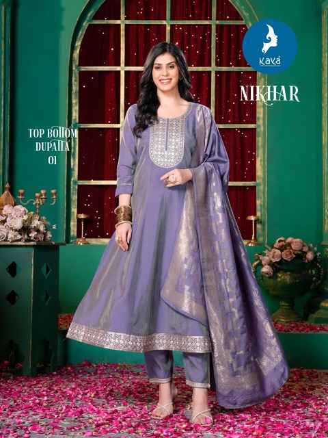 Kaya Nikhar Roman Shimmer Readymade Suit (6 pcs Catalogue