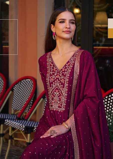 Lily & Lali Anarkali Vichitra Silk Readymade Suit (6 pcs Catalogue)