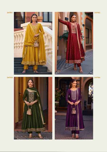 Lily & Lali Anarkali Vichitra Silk Readymade Suit (6 pcs Catalogue)