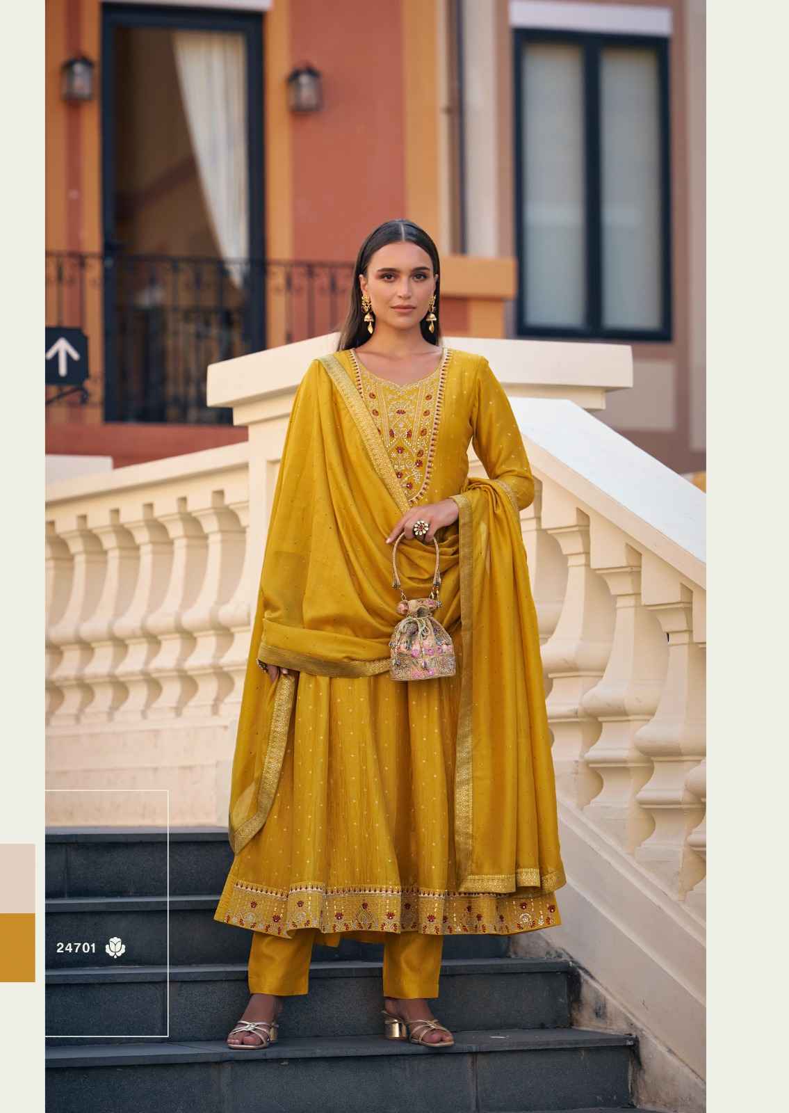 Lily & Lali Anarkali Vichitra Silk Readymade Suit (6 pcs Catalogue)