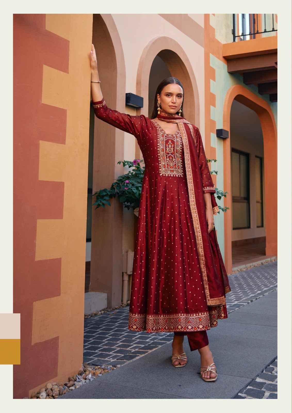 Lily & Lali Anarkali Vichitra Silk Readymade Suit (6 pcs Catalogue)
