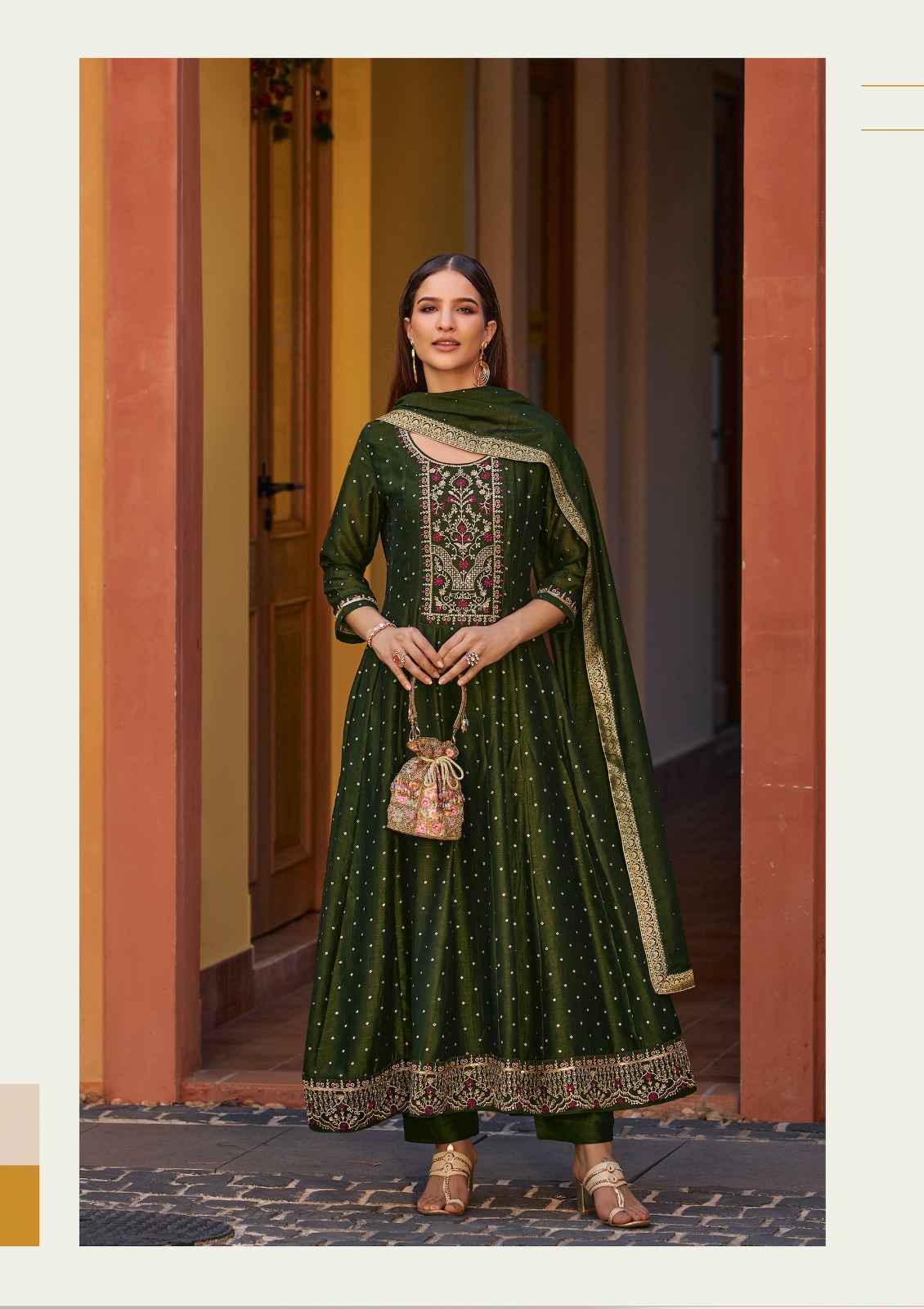 Lily & Lali Anarkali Vichitra Silk Readymade Suit (6 pcs Catalogue)