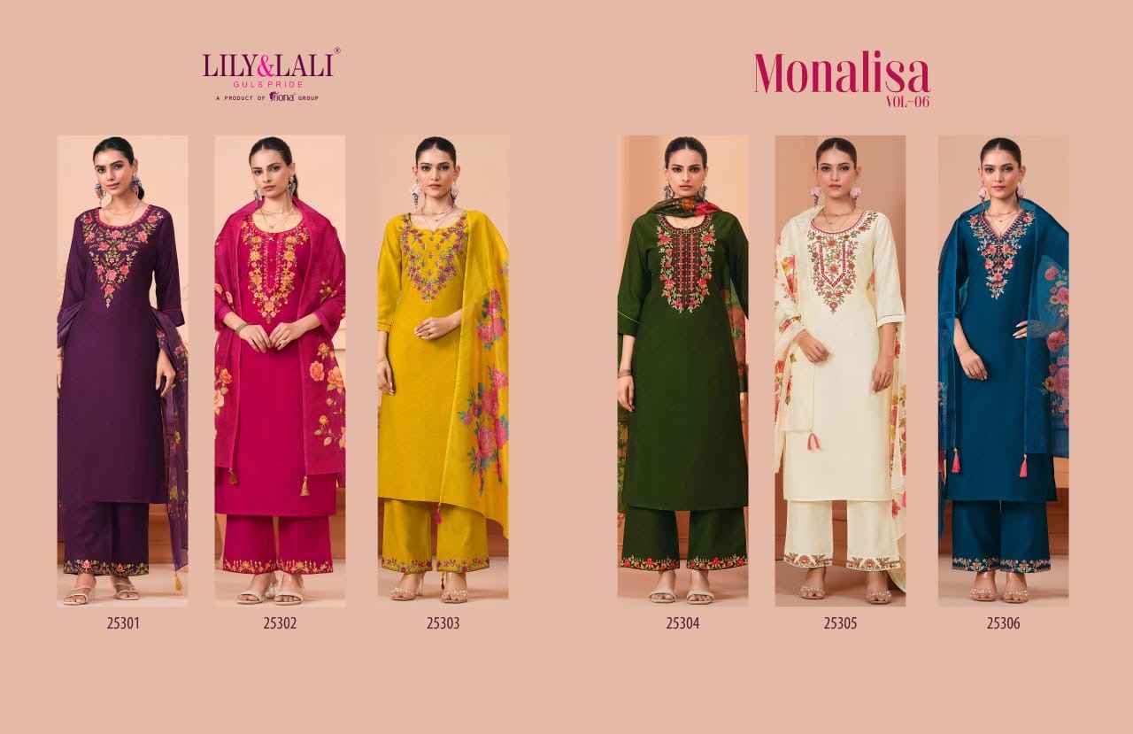 Lily & Lali Monalisa Vol-6 Viscouse Readymade Suit (6 pcs Catalogue)