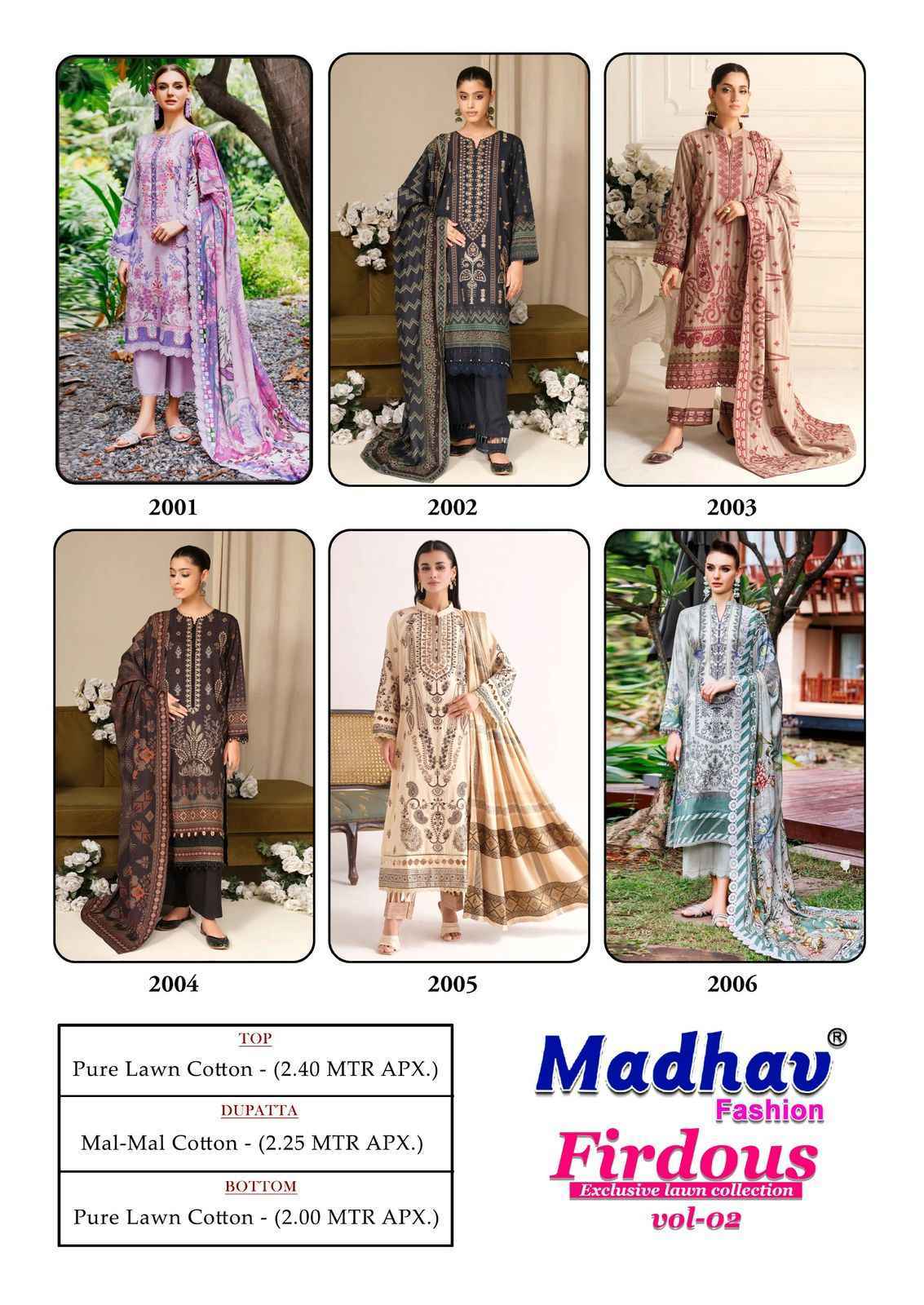 Madhav Fashion Firdous Vol-2 Cotton Dress Material (6 pcs Catalogue)