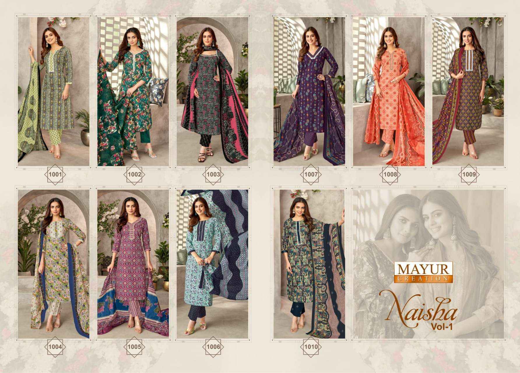 Mayur Creation Naisha Vol-1 Cotton Dress Material (10 pcs Catalogue)
