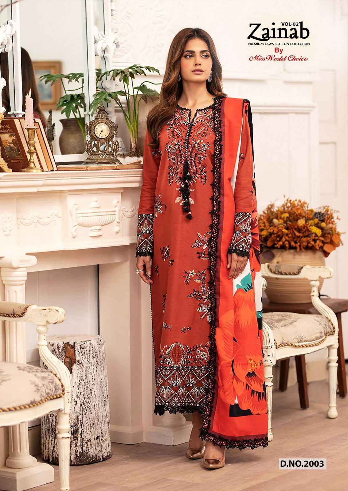 Miss World Choice Zainab Vol-2 Lawn Cotton Dress Material (6 pcs Catalogue)