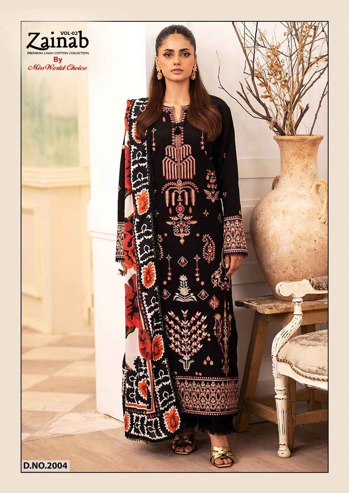 Miss World Choice Zainab Vol-2 Lawn Cotton Dress Material (6 pcs Catalogue)