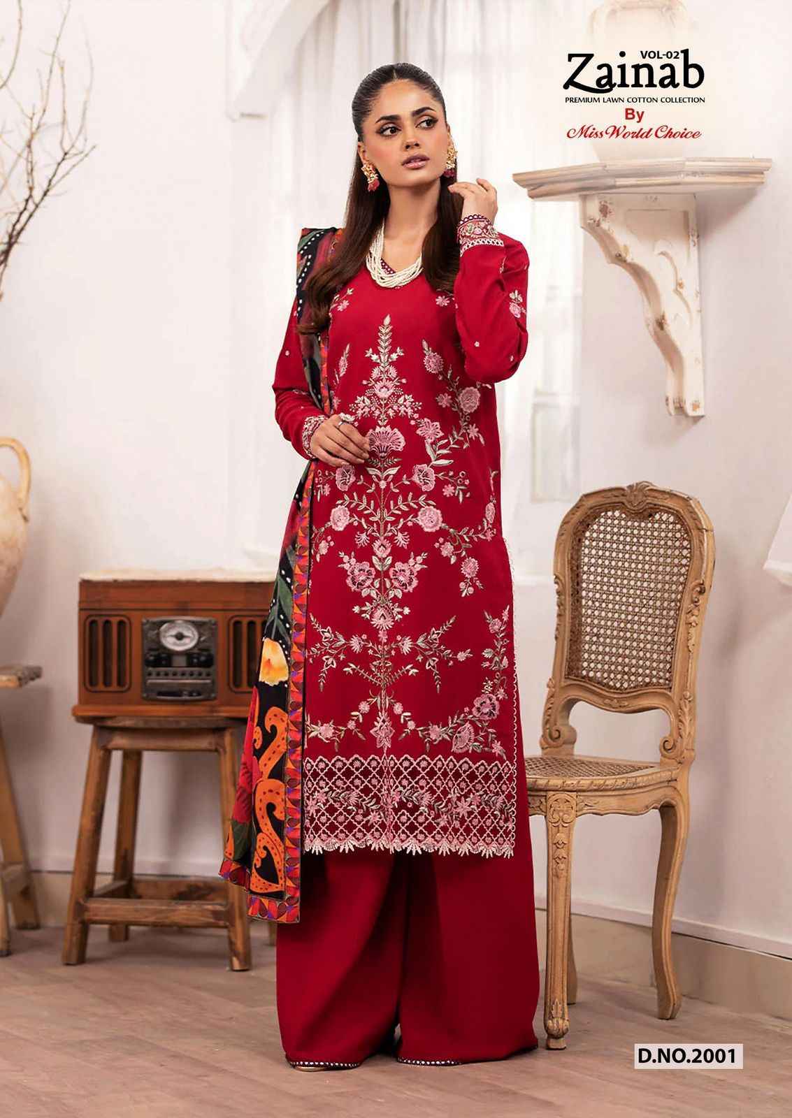 Miss World Choice Zainab Vol-2 Lawn Cotton Dress Material (6 pcs Catalogue)
