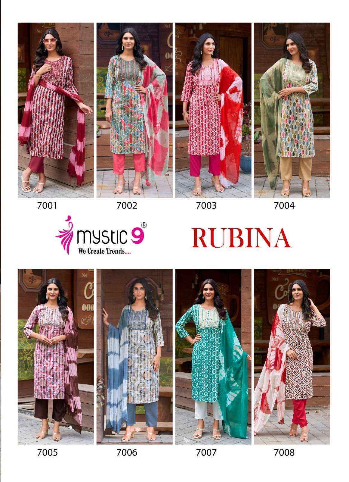 Mystic 9 Rubina Vol-7 Rayon Readymade Suit Wholesale Online Mumbai