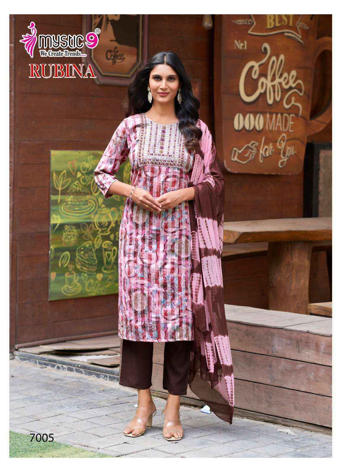 Mystic 9 Rubina Vol-7 Rayon Readymade Suit Wholesale Online Mumbai