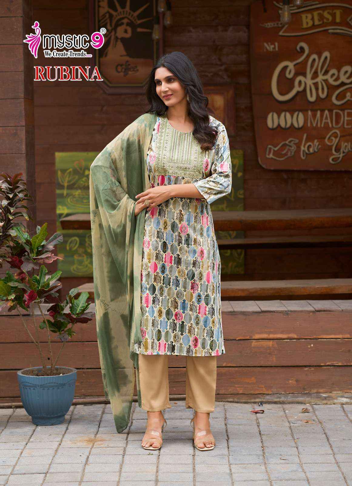 Mystic 9 Rubina Vol-7 Rayon Readymade Suit Wholesale Online Mumbai